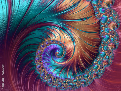 Naklejka fraktal spirala 3D trend