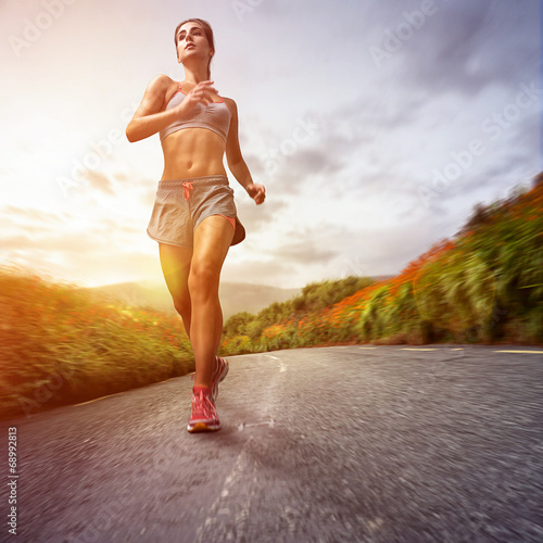 Fotoroleta kwiat droga ruch sportowy jogging