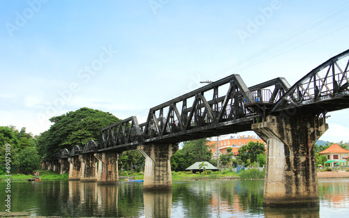Naklejka vintage tajlandia stary świat most