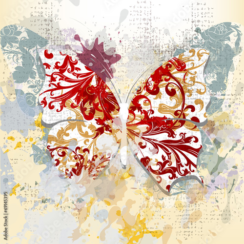 Plakat piękny motyl stylowy natura