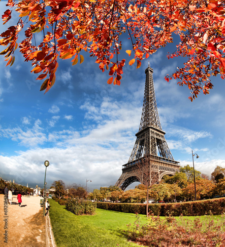 Plakat architektura europa ogród jesień francja