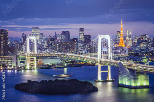 Naklejka architektura drapacz most japoński