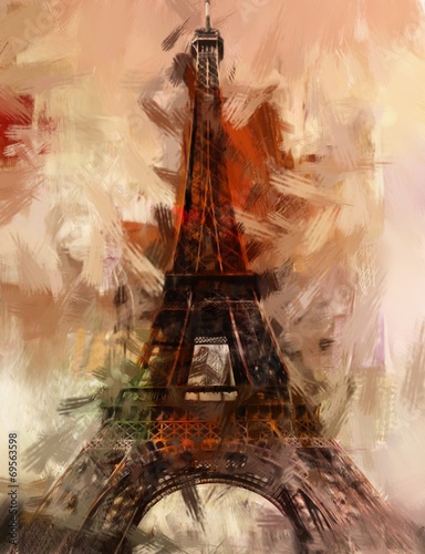 Plakat wieża obraz nowoczesny paris