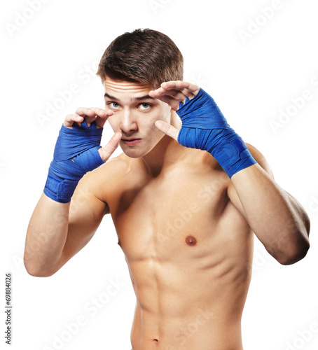 Naklejka portret boks mężczyzna kick-boxing bokser