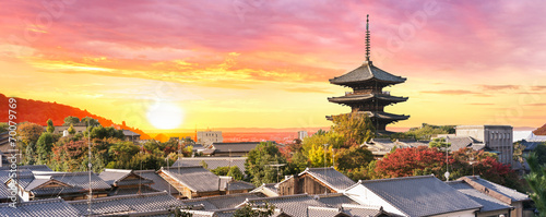Plakat sanktuarium niebo świątynia panorama japoński