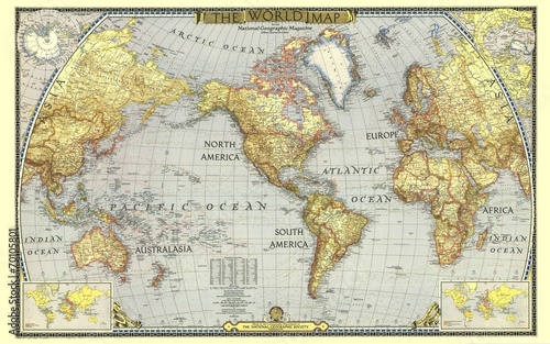 Naklejka geografia mapa świat antyczny