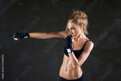 Fotoroleta ruch portret kobieta bokser