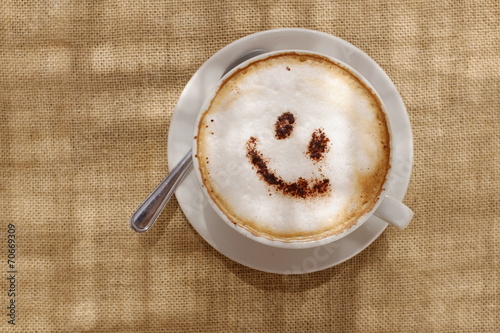 Plakat cappucino uśmiech jedzenie napój kawa