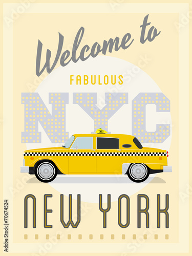 Fotoroleta sztuka retro vintage plakat taksówką