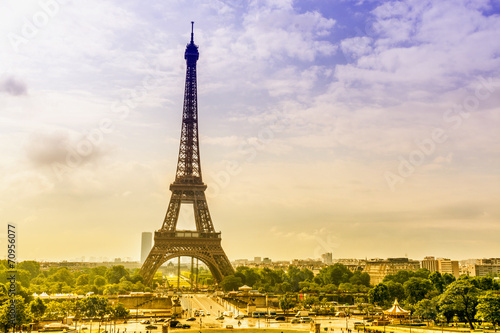 Plakat francja europa niebo miejski wieża