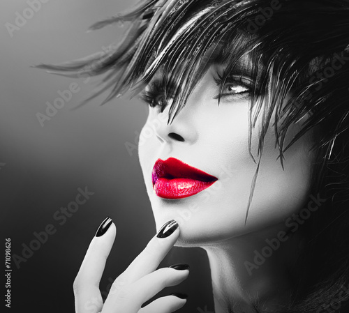 Fotoroleta makijaż szminka kobieta rzęsa