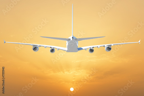 Plakat odrzutowiec słońce airliner