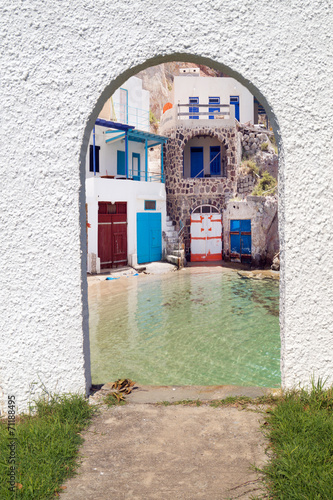 Fototapeta wiejski santorini wyspa wioska aleja