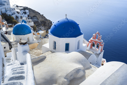 Fototapeta morze kościół grecki wieża kościelna