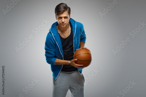 Naklejka piłka koszykówka portret ludzie