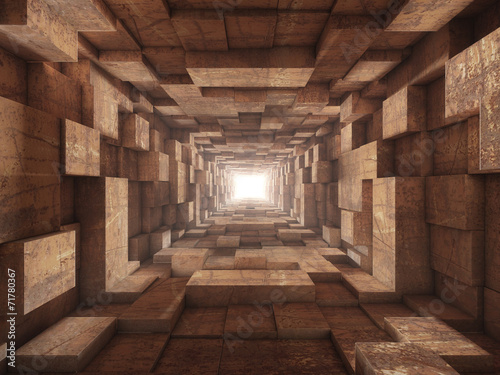 Naklejka perspektywa korytarz głębia stary 3D