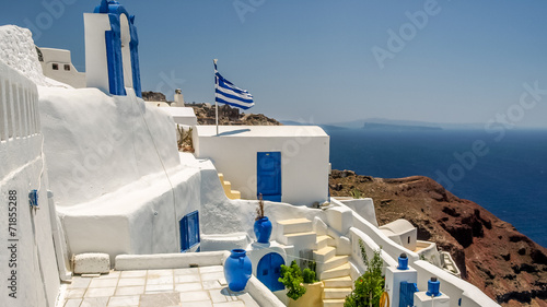 Plakat grecki wulkan lato pejzaż widok