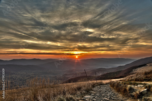 Fototapeta słońce droga natura panorama