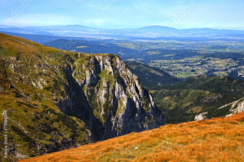Plakat szczyt dolina pejzaż