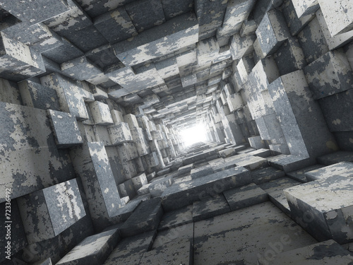 Plakat głębia 3D tunel korytarz stary