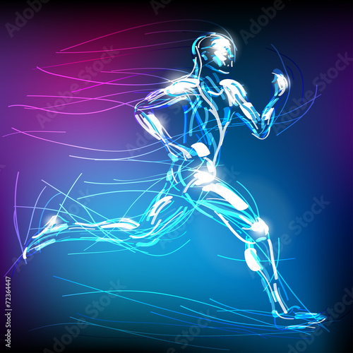 Naklejka wyścig sportowy mężczyzna fitness sprinter