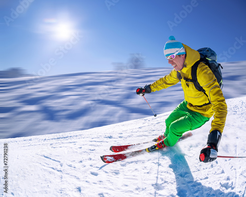 Fotoroleta natura narciarz niebo alpy mężczyzna
