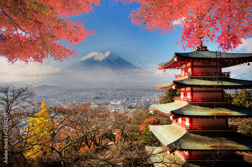 Naklejka Góra Fuji w jesiennych barwach