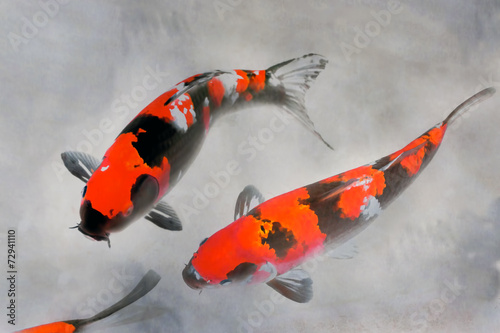 Fototapeta azjatycki obraz sztuka ryba japoński