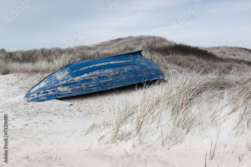 Naklejka plaża łódź wydma