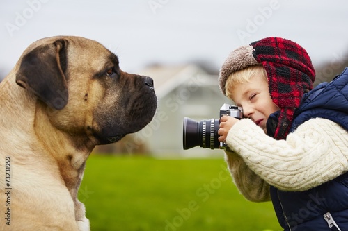 Obraz na płótnie Mały fotograf psów