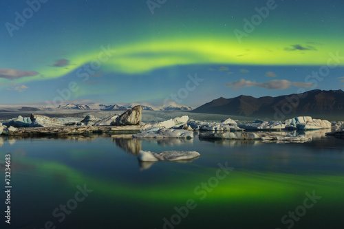 Plakat krajobraz północ gwiazda lód islandia