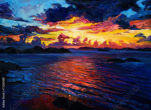 Fototapeta słońce sztuka spokojny morze wybrzeże