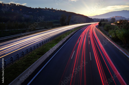 Fotoroleta świt noc słońce samochód droga