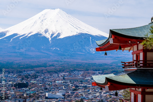Naklejka wschód szczyt japonia świątynia krajobraz