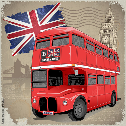 Naklejka londyn bigben autobus