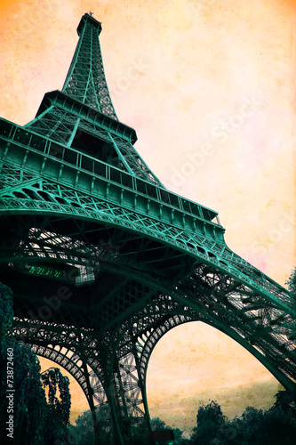 Plakat francja vintage architektura wieża stary