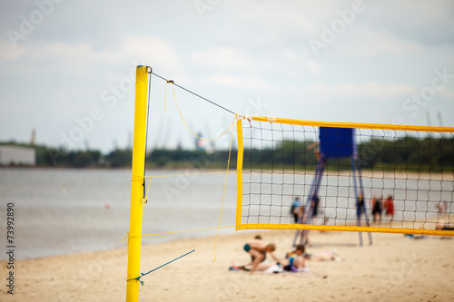 Plakat niebo plaża lato sportowy piłka