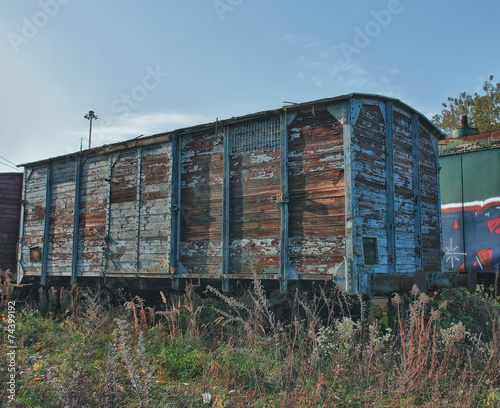 Fototapeta wagon stary maszyna lokomotywa