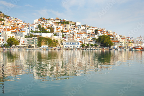 Naklejka grecja lato wyspa morze wioska