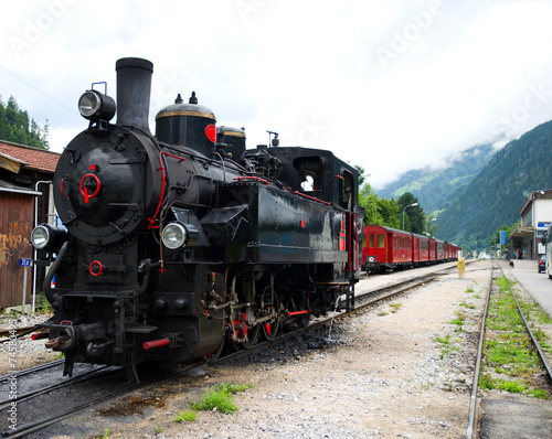 Plakat lokomotywa parowa austria retro lokomotywa