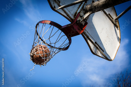 Obraz na płótnie piłka niebo sport koszykówka