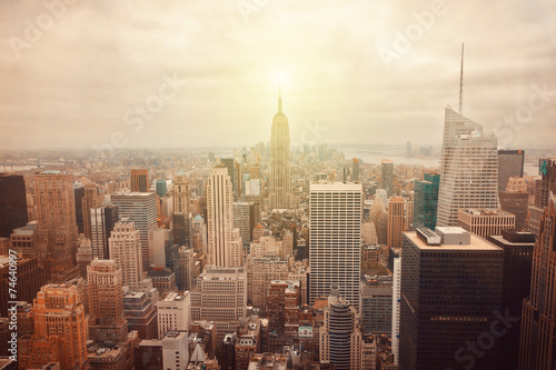 Plakat widok drapacz panorama architektura miejski