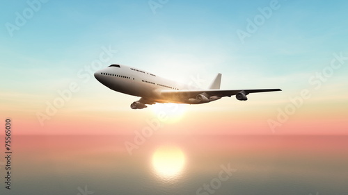 Naklejka airliner odrzutowiec samolot słońce