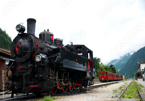 Plakat austria lokomotywa parowa lokomotywa retro
