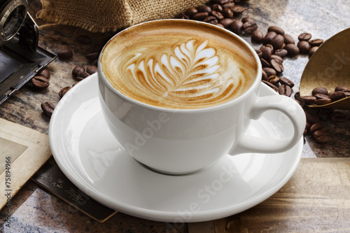 Naklejka cappucino mleko kawiarnia kawa