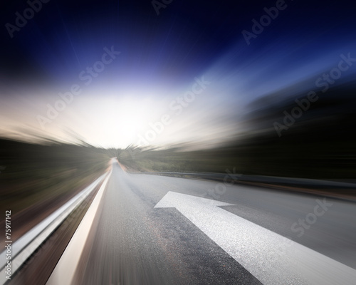 Naklejka perspektywa transport droga słońce