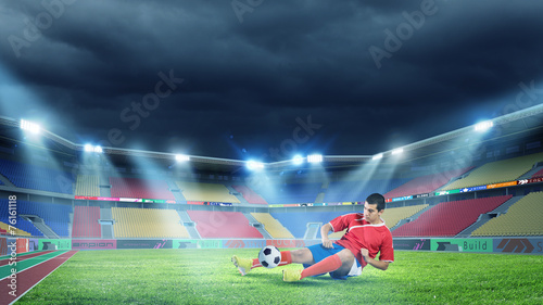 Fototapeta stadion pole piłkarz mężczyzna piłka