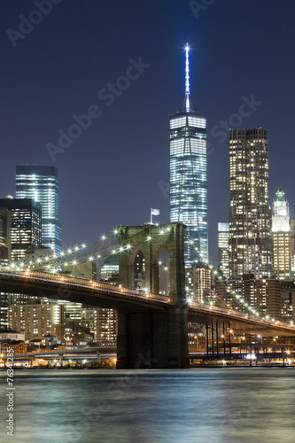 Obraz na płótnie panorama noc most brookliński nowy jork