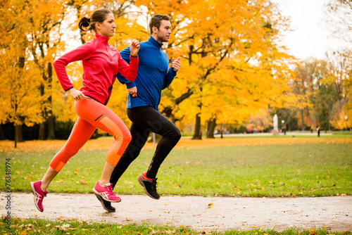Fotoroleta jogging para fitness sport jesień