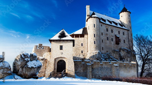 Fotoroleta zamek śnieg słońce prawo zimą